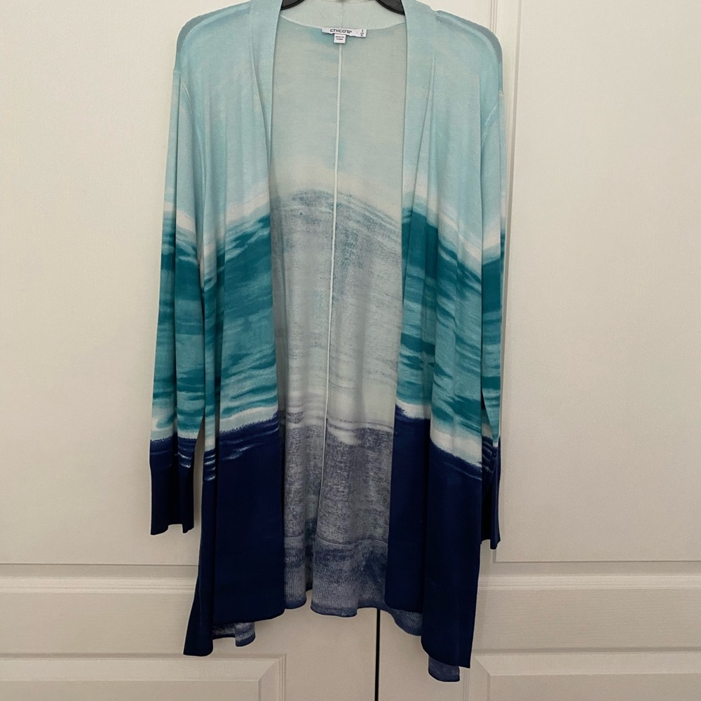 Open-Front Ombre Blue Cardigan Sweater